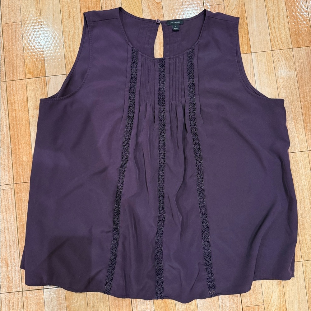 Ann Taylor Deep Purple Sleeveless Blouse